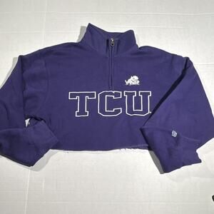 Blue 84 TCU Horned Frogs NCAA 1/4" zip cut off Sweatshirt Purple Size S